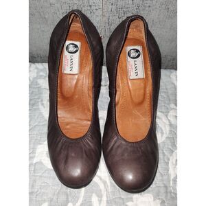 Lanvin Paris Brown Round Toe Ballet Wedges Sz 38